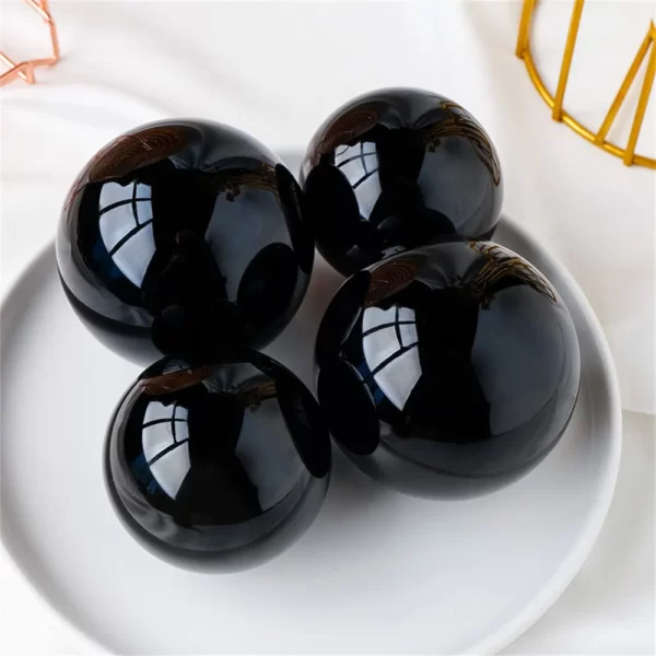 Sphère d'obsidienne noire naturelle - Cristal de guérison – Image 3