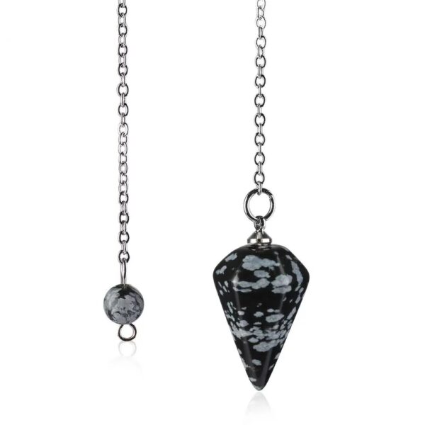 Pendule pierre obsidienne flocon de neige