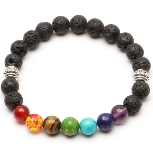 Bracelet 7 chakras - base en pierre de lave