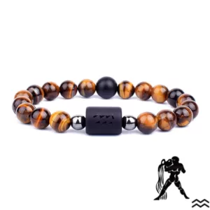 Bracelet œil de tigre - Onyx - Hématite- Verseau