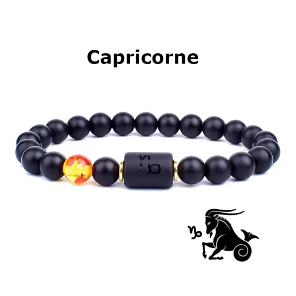 Bracelet Onyx- perle Ambre- Capricorne