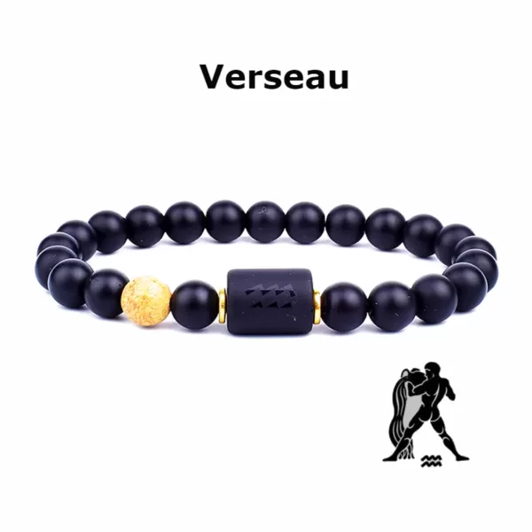 Bracelet Onyx- Agate or- Verseau
