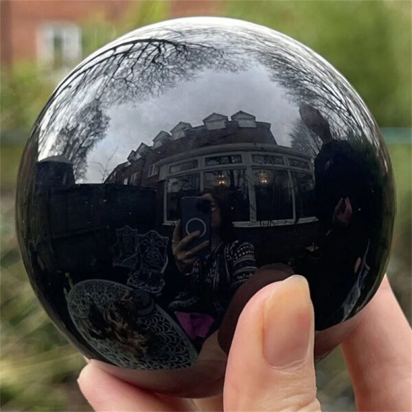 Sphère d'obsidienne noire naturelle - Cristal de guérison – Image 2