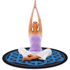 Tapis rond - Fleur de vie - Bleu - Méditation- Reiki